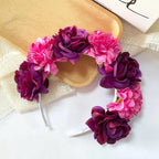 Artificial Floral Headband Flower Crown For Women Girls Bohemian Wedding Party Hair Accessories Boho Festival Photography Props
