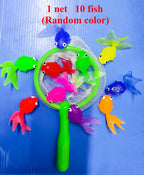 Children's Water Toy Soft Rubber Marine Life Buoy Goldfish Net Fishing Model Swimming Bathtub Holiday Gift