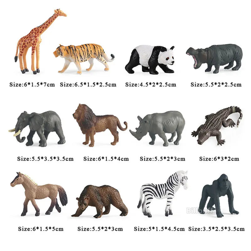 New 12pcs Farm Animal Figurines Poultry Sets Action Figures Horse Cow Dog Duck Sheep Cock Model Education Toys for Children Gift