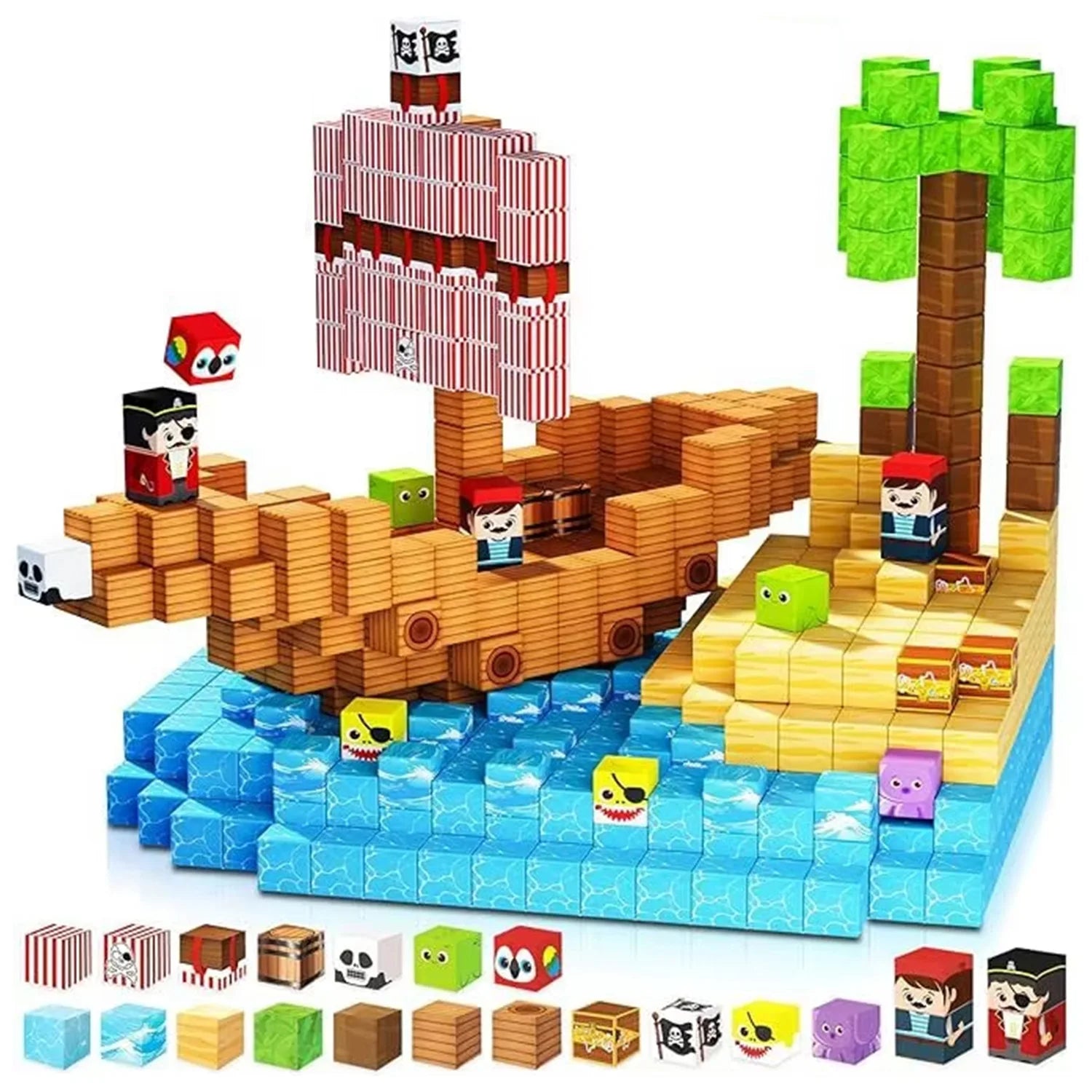Sensory Montessori Stacking Cubes Construction Set Magnetic Building Blocks Magnet Cube Mine Set Toys Birthday Gift
