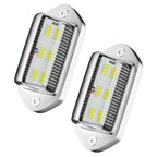 2pcs White LED License Plate Light 12V 24V DC Waterproof 6-SMD License Plate Lamp Taillight For Truck SUV Trailer
