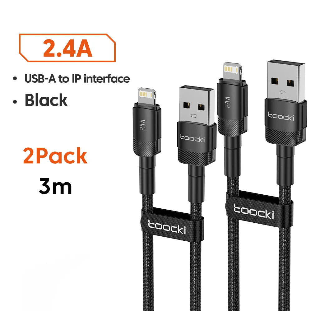 Toocki USB Cable For iPhone 14 13 12 Pro Max X XS XR 8 7 Plus iPad Fast Charging Charger Aluminum iP Cable For iPhone Data Cord