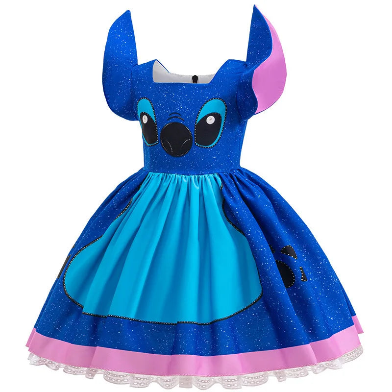 Girls Stitch Cosplay Dress Cute Cartoon Disney Movie Style Costume for Halloween Carnival Stage Performances & Kids' Dress-Up