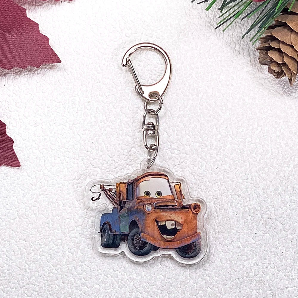 1/11Pcs Disney Cars Lightning McQueen Keychain Accessories Acrylic Charms Pendant For Bag Funny Key Holder Backpack Decoration
