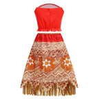 Moana Dress for Kids Girls Princess Vaiana Cosplay Carnival Children Birthday Party Headwear Necklace Pet Pig Chicken Set