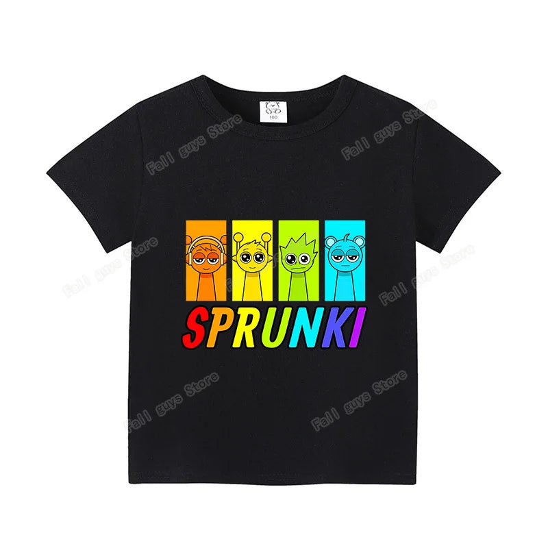 Sprunkis T-shirts Cartoon Oren Wenda Outdoor Clothes Short Sleeve Summer Cute Base Top Funny Birthday Gift