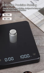 1Set Electronic Coffee Scale with Silicone Pad Digital Coffee Scale with Timer LED Display USB Charging Home Cafe Use Good Gift