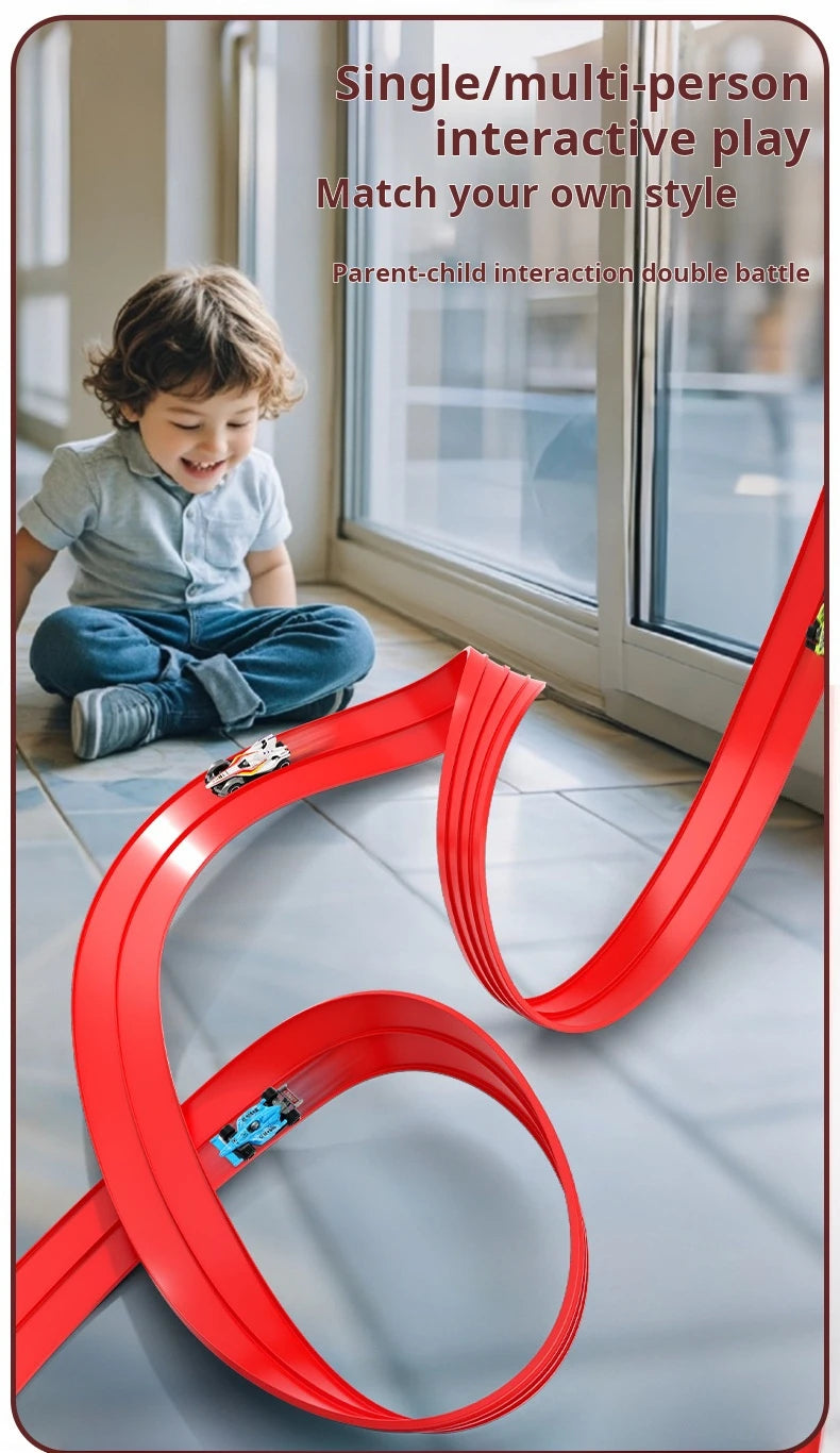 Net Bag/Box 13Ft/16.3Ft Flexible Track Toy & Mini Car DIY Competitive Rail Vehicle Game Educational Gift for Children Christmas
