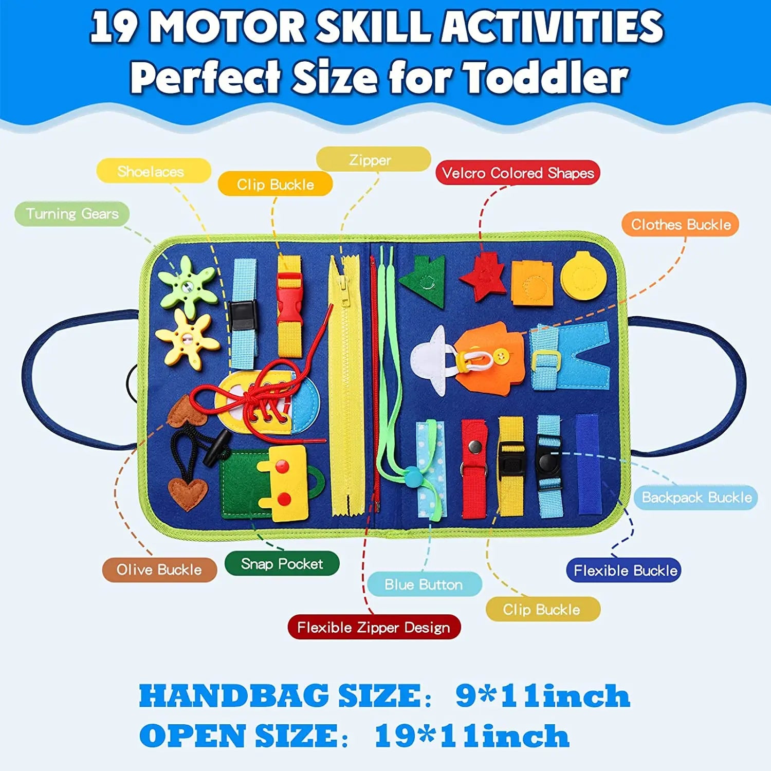 Toddler Montessori Busy Board Activities Education Toys Basic Dress Motor Skills Baby Travel Learning Toys For Christmas Gift
