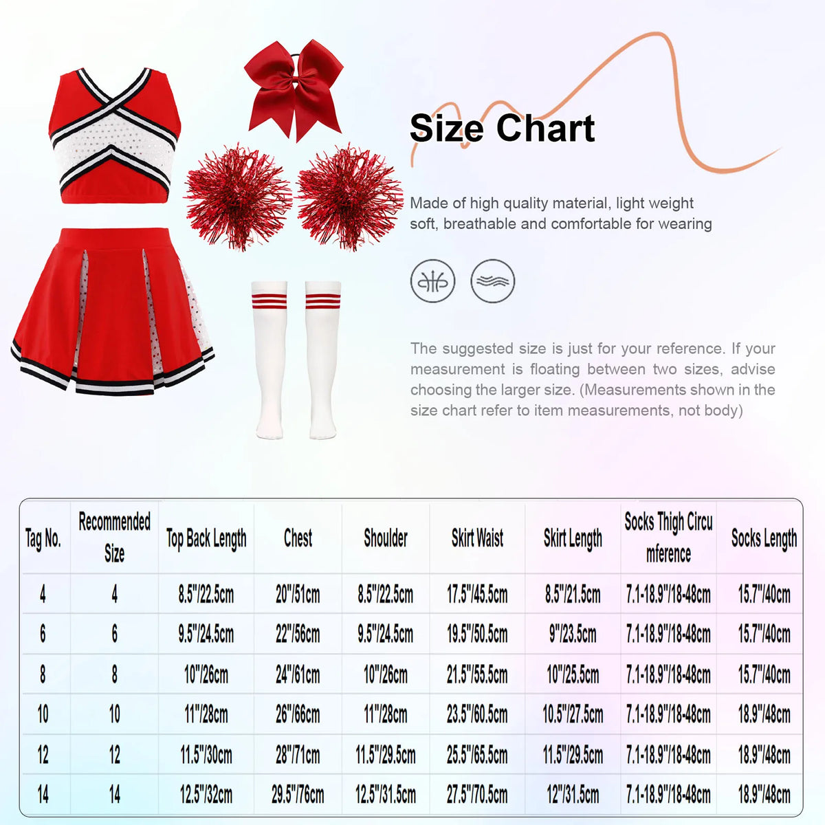 Girl Cosplay Cheerleader Costume Cheerleading Uniform Outfit Sequins Crop Top Skirt with Socks School Girls Dancewear Sets