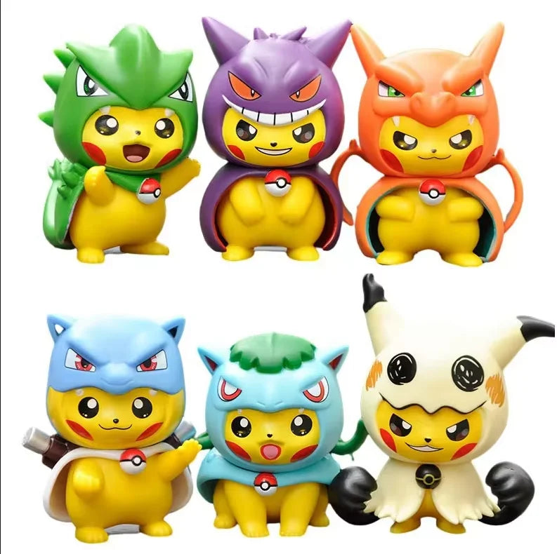 1Set Pocket Monsters Anime Figure Kawaii Pikachu In Disguise Action Figures PVC Adult Collection Model Dolls Toy Gift
