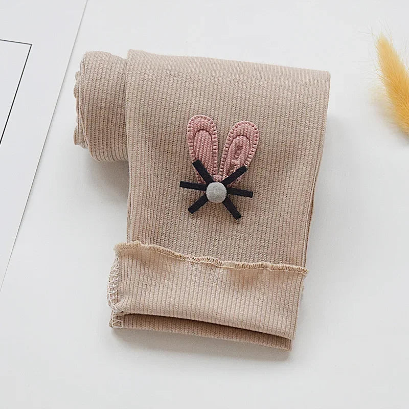 Bunny Butt Leggings for Girls - Playful Cotton Pants with Fluffy Tail Ear Details Perfect for Toddler Little Girl Everyday Wear