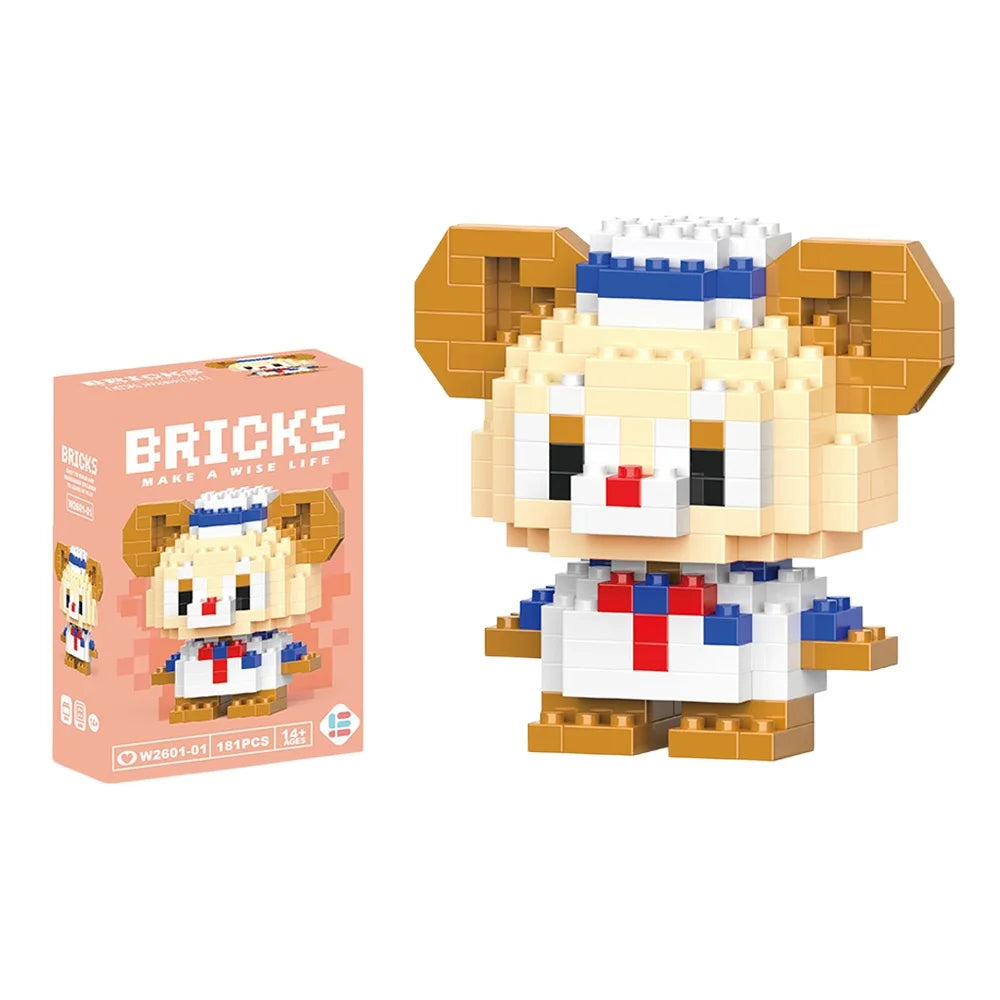 Disney 214 style Winnie LinaBell StellaLou Building Blocks Princess Cartoon Figrues Bricks Children's Assembly Toys Model Gift