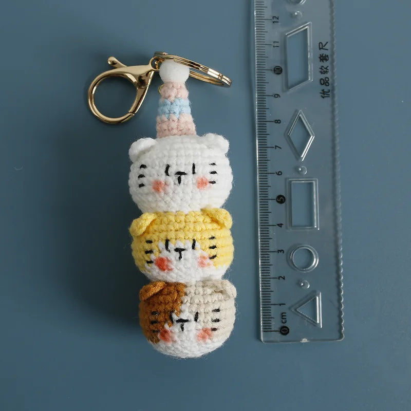 Exquisite Kitten Doll Crochet Keychain For Bag Pendant Knitted Small Cat Doll Keyrings Cute Kitten Keychain Custom Accessories