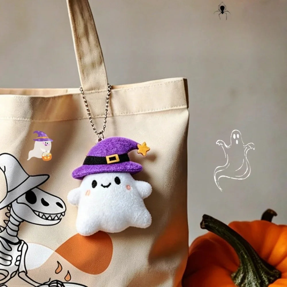 Halloween Plush Keychain for Women Pumpkin Ghost Bat Witch Hat Trick or Treat Cartoon Bag Charm Party Gifts Keychain Accessories