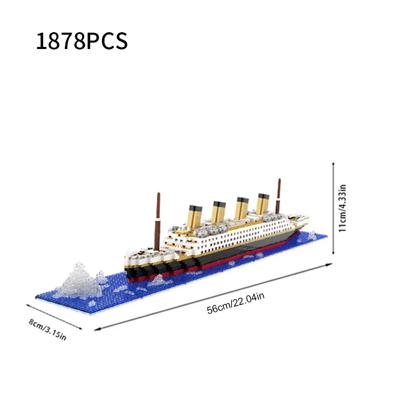 Micro particle building block assembly toy Titanic giant male and female puzzle cruise ship model children's toy