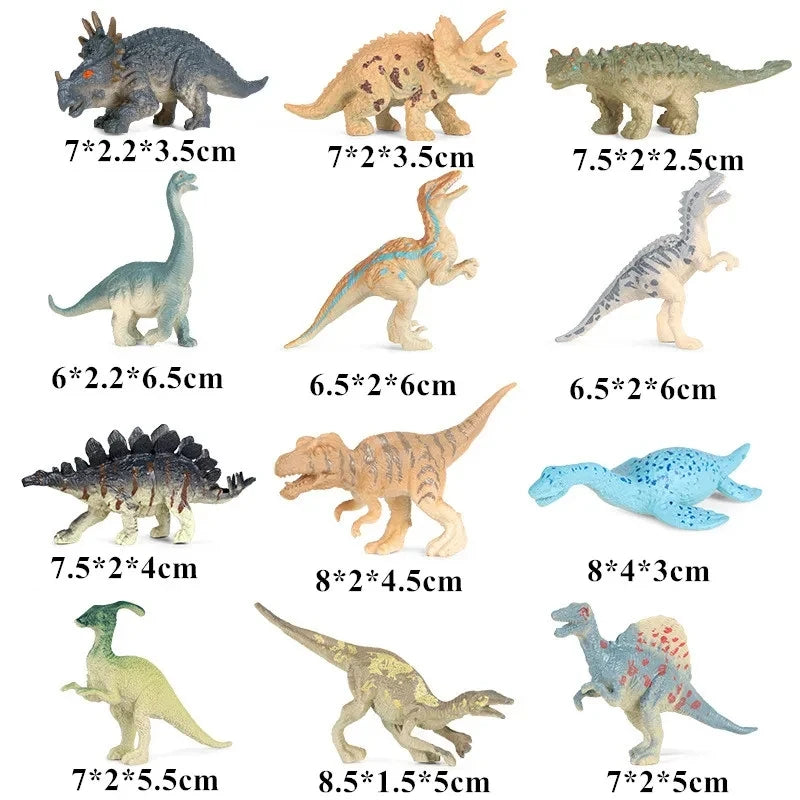 Oenux Montessori Miniature Lion Shark Horse Dinosaur Animals Model Set Action Figures Figurine Zoo Cute Education Kids Toy Gift