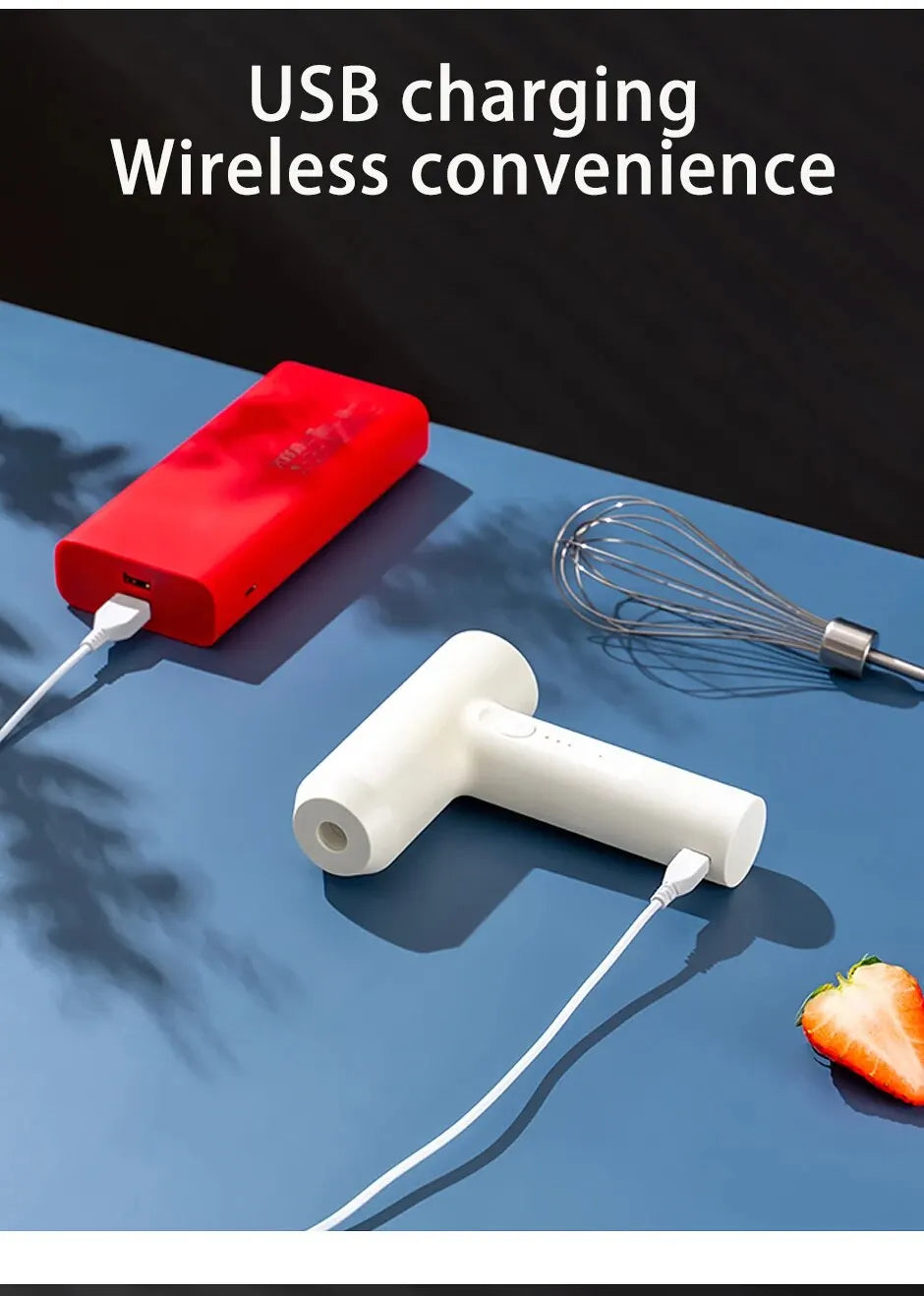 1 Wireless Electric Food Mixer, Portable 3-Speed Hand Mixer, Baking Dough and Cake Cream Mixer, Kitchen Tool