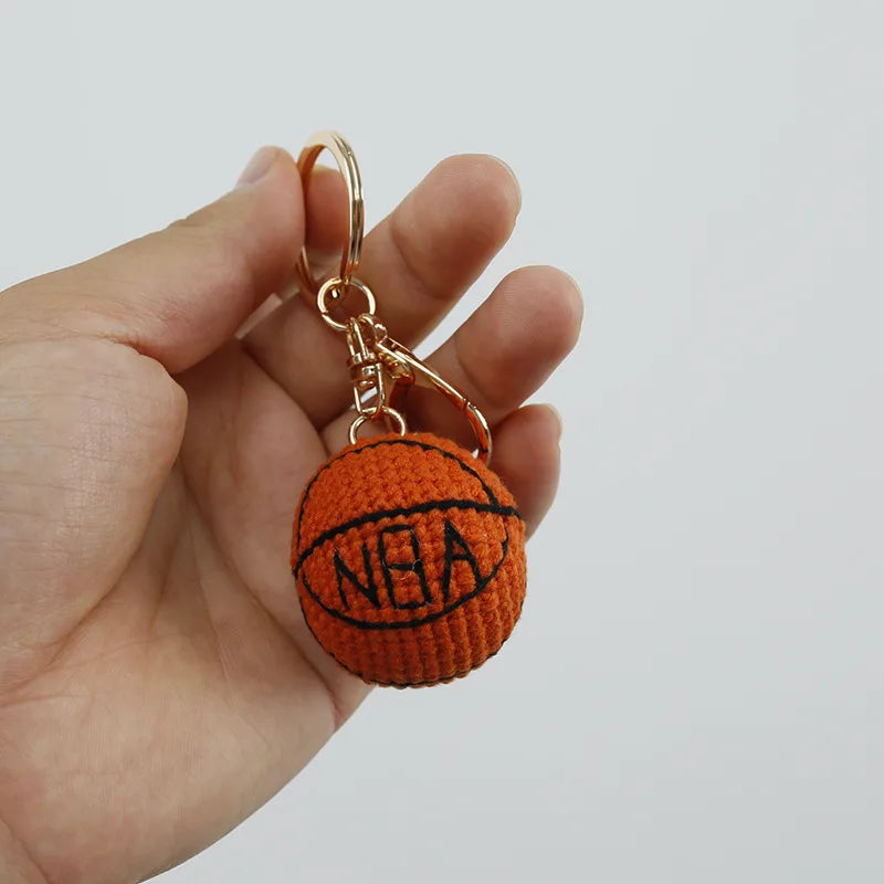 Creative Crochet Soccer Keyrings Wholesale Knitting Basketball Keychain Cute Sport Ball Series Crochet Keychain Custom Accessory