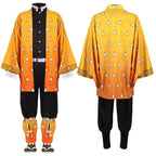 Anime Demon Moordenaar Kimetsu No Yaiba Agatsuma Zenitsu Cosplay  tuum Pruik Vrouwen Kimono Uniform Halloween Kerstfeest Kleding
