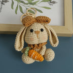 Cute Rabbit Doll Crochet Keyrings Handmaking Knitting Rabbit Keychains Cartoon Carrot Rabbit Keyrings Pendant Custom Accessories