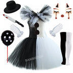 The Clown Costume Terrifier Art Girl Black White Fancy Tutu Dress Horror Joker Dress for Girls Halloween Carnival Party Costumes