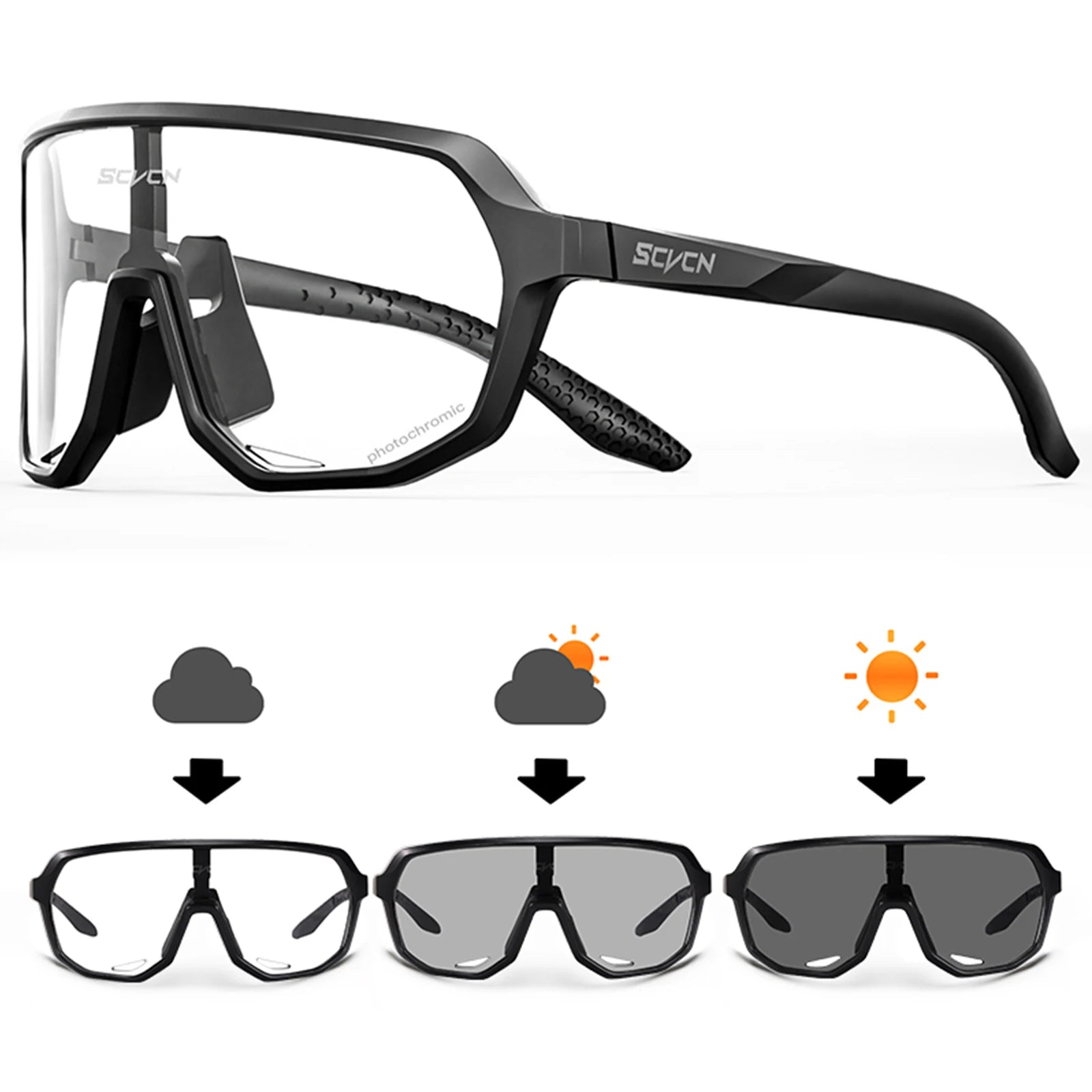 SCVCN Hiking Eyewear Sports Glasses for Men MTB Bike Bicycle Sports UV400 Hunting Driving Cycling Glasses Fashion Sunglasses