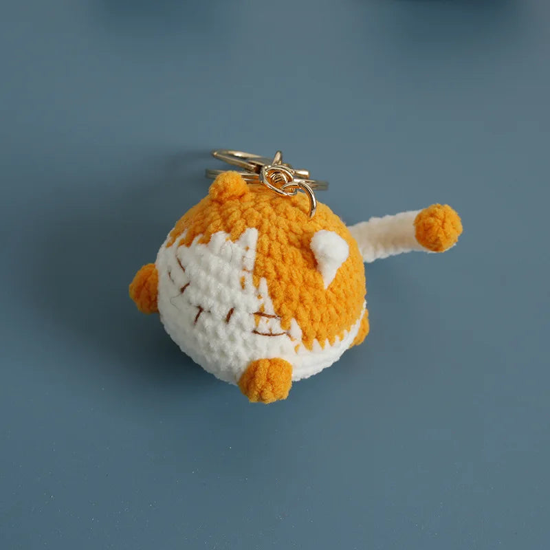 Small Cat Crochet Keychain Handmaking Crochet Cute Kitten Keyrings For Bag Pendant Knitting Animal Doll Keychain For Gift Custom
