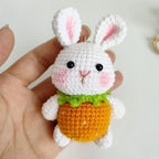 Cute Mushroom Rabbit Crochet Keychains Handmaking Crochet Cartoon Rabbit Doll Keyring For Bag Pendant Knitted Animal Doll Custom