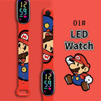 Mario Bros Digital Watch for Kids Waterproof Sport Wristband Luigi Princess Peach Yoshi Bowser Action Figures Children