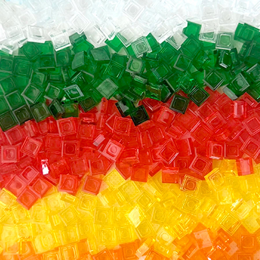 200PCS 1x1 Transparent Clear Colorful Bricks Flat Tile Smooth Building Blocks DIY Educational Creative Parts Toy for Kids 3070