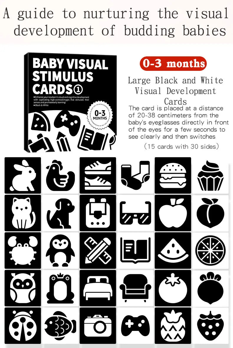 Baby Visual Stimulation Cards Montessori High Contrast Flash Card Infant Gift For Children Cognition Toy