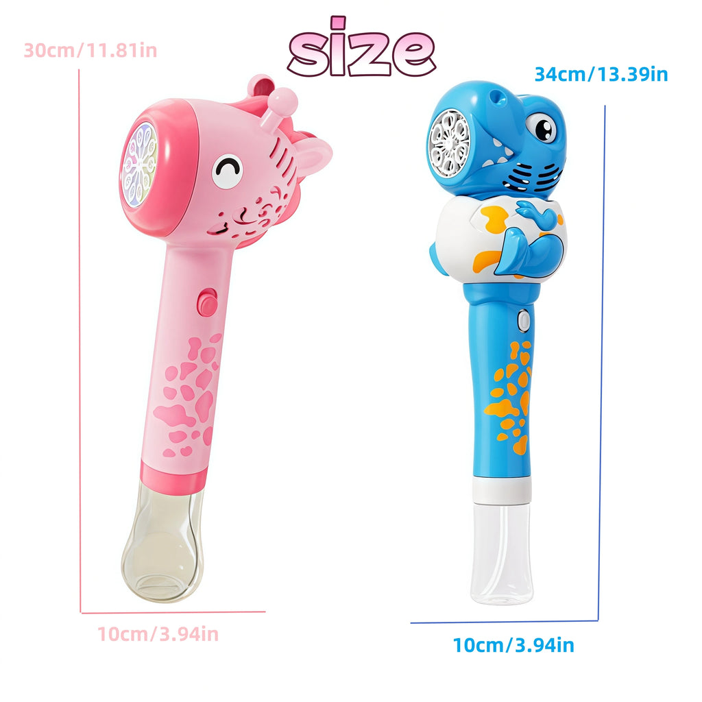 Cartoon Dinosaur Giraffe Bubble Blowing Machine for Children, Fully Automatic Handheld Bubble Stick, Luminous Bubble Toy