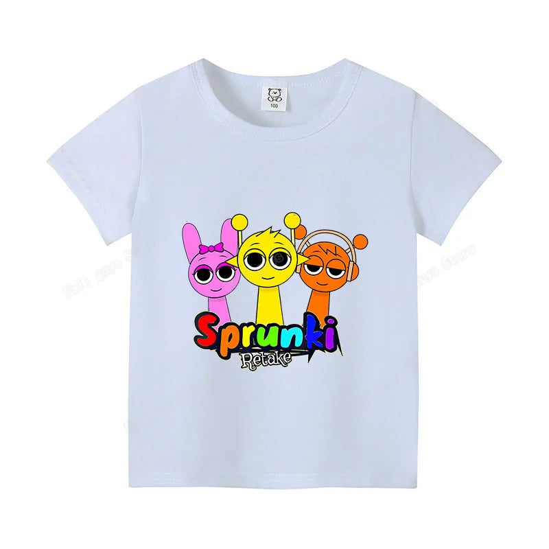 Sprunkis T-shirts Cartoon Oren Wenda Outdoor Clothes Short Sleeve Summer Cute Base Top Funny Birthday Gift