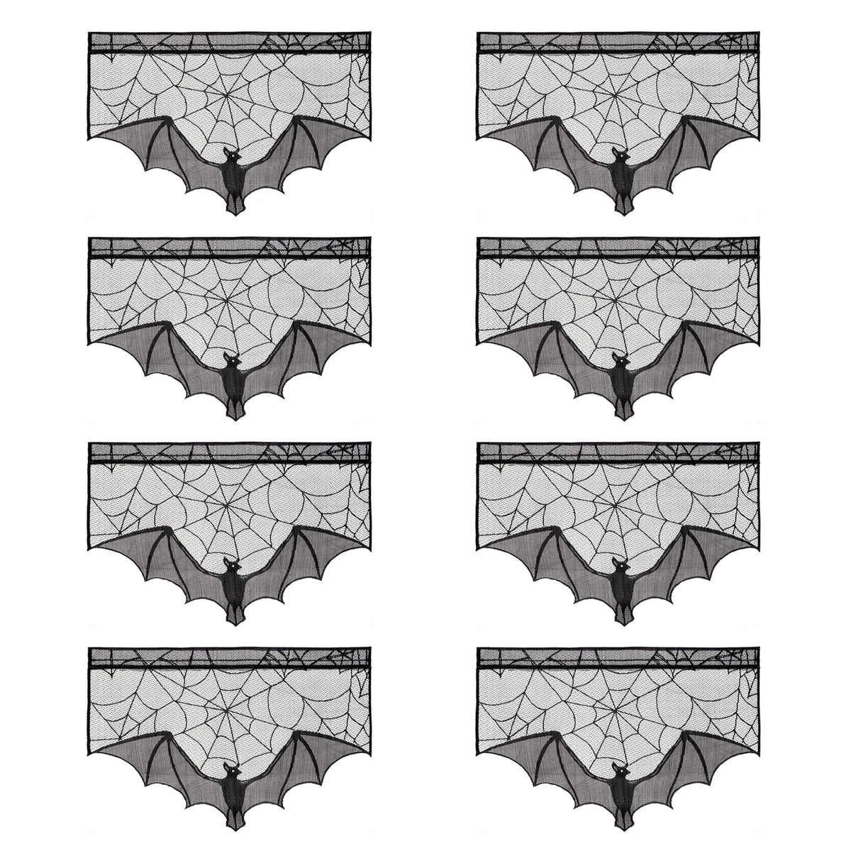 1pc Halloween Lace Curtain Black Bat Spider Tablecloth Fireplace Mantel Scarf Cover Halloween Home Room Cobweb Horror Decoration
