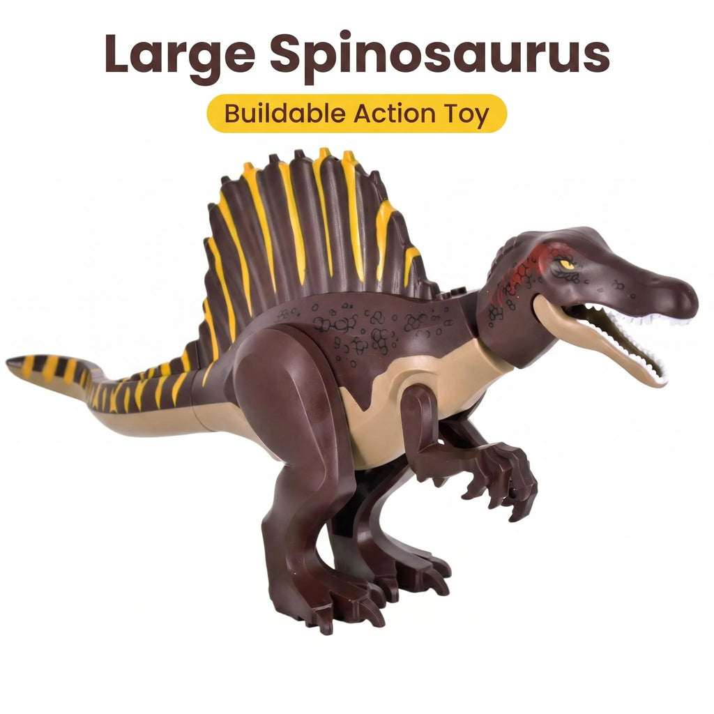 Jurassic Large Spinosaurus Dinosaur World Building Block Figure Movable Joint Prehistoric Animal Model Educational Assemble Toy