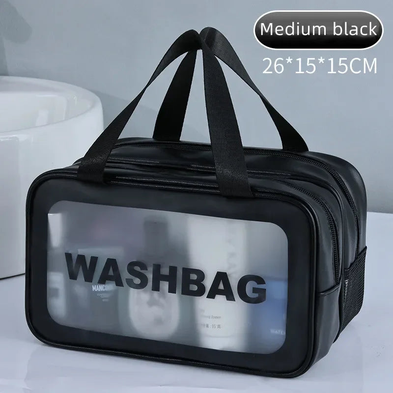 Dry & Wet Separation Transparent PU Makeup Bag