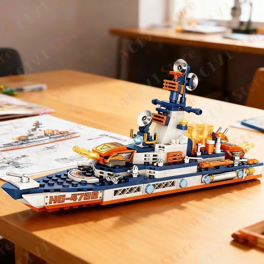 Navy War Chariot Ship Army Boat Plane Model Warships Building Blocks Compatible With Lego  Construction Set for Boys Bricks Toys