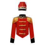 Girls Boys Halloween Nutcrackers Costume Set Drum Trumpet Team Tassel Jacket Coat Hat for Drummer Performance Circus Ringmaster