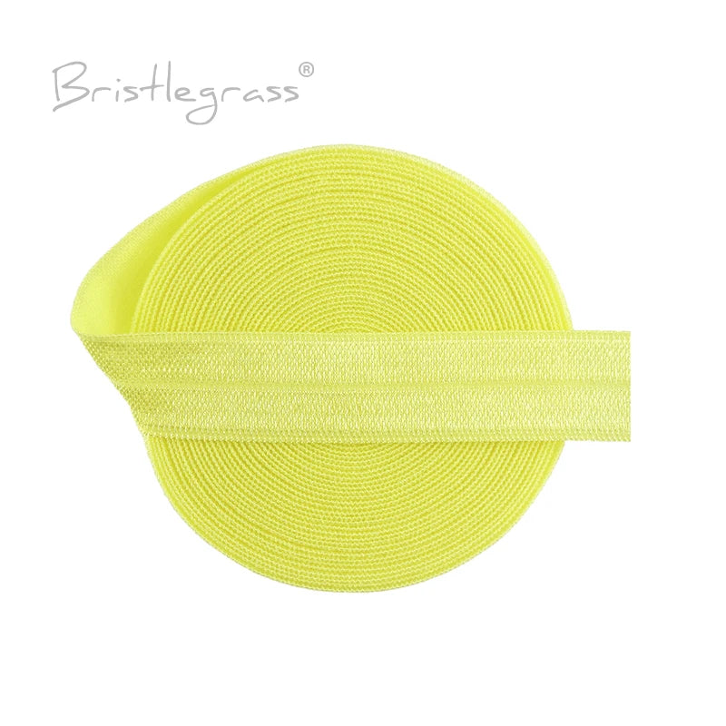BRISTLEGRASS 2 5 10 Yard 5/8" 15mm Solid FOE Shiny Fold Over Elastic Spandex Satin Band Hair Tie Headband Dress Sewing Lace Trim