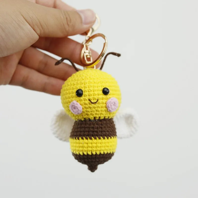 Funny Sheep Doll Crochet Keychains Custom Crochet Cartoon Animal Doll Series Keyring Knitting Bee Doll Cute Keychain Wholesale
