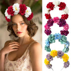 Artificial Floral Headband Flower Crown For Women Girls Bohemian Wedding Party Hair Accessories Boho Festival Photography Props
