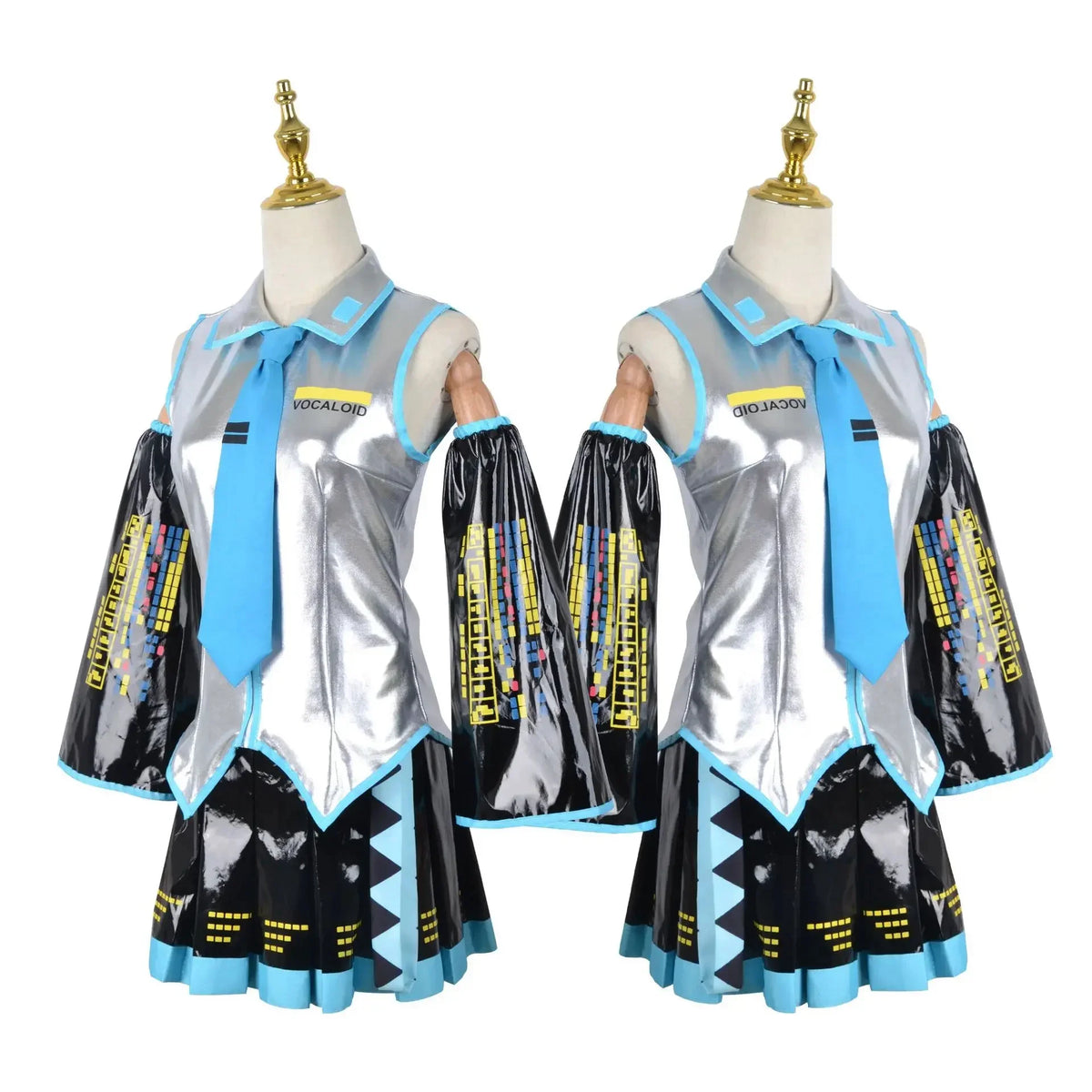 Miku Cosplay Ensemble Complet En Cuir Argenté Tissu Costume Miku Cosplay Chapeaux Costume Tenue JK Robe De Marin Lycée Uniforme
