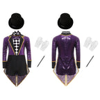 Girls Ringmaster Magician Costume Long Sleeve Leotard Circus Dress Halloween Lion Tamer Theme Carnival Party Fancy Dress Up