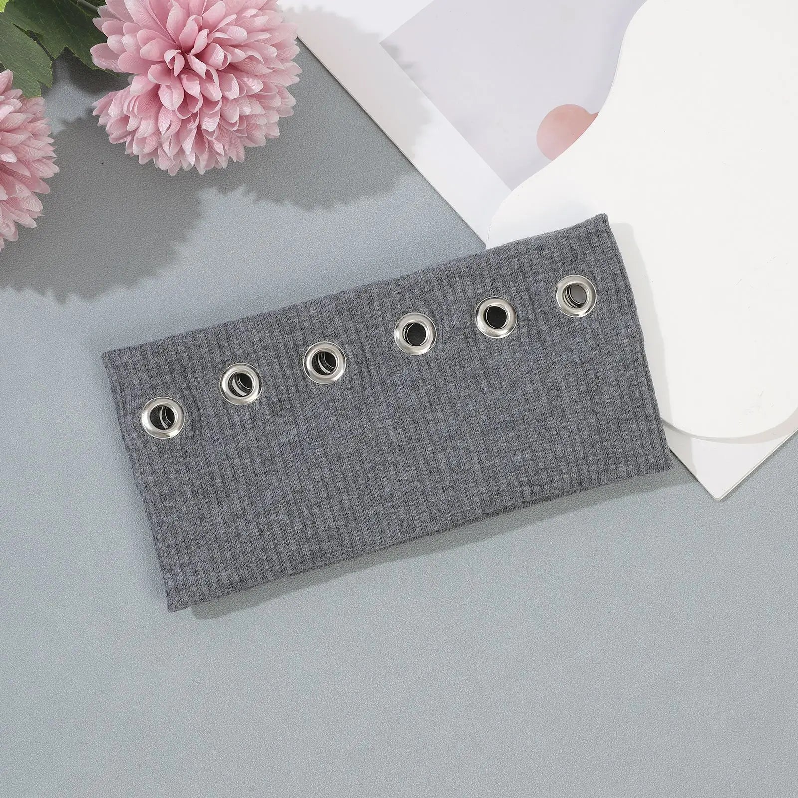 Punk Girl Hollowed Out Eyelets Wide Elastic Headband Stretchy Metal Rock Steampunk for Sports Headbands Hair Accessories