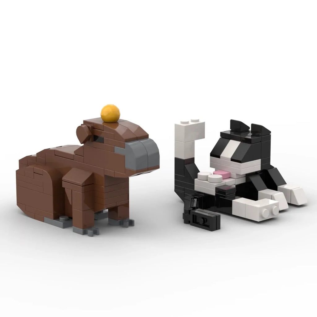 Animal Series 62Pcs MOC Bricks Cat Figires DIY Building Blocks Kids Education Toys For Children Birthday Gift