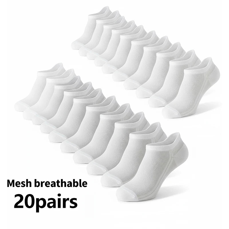 10/20 Pairs Men's Ankle Socks, Breathable Mesh Sports Socks, Casual Athletic Summer Thin Short Socks