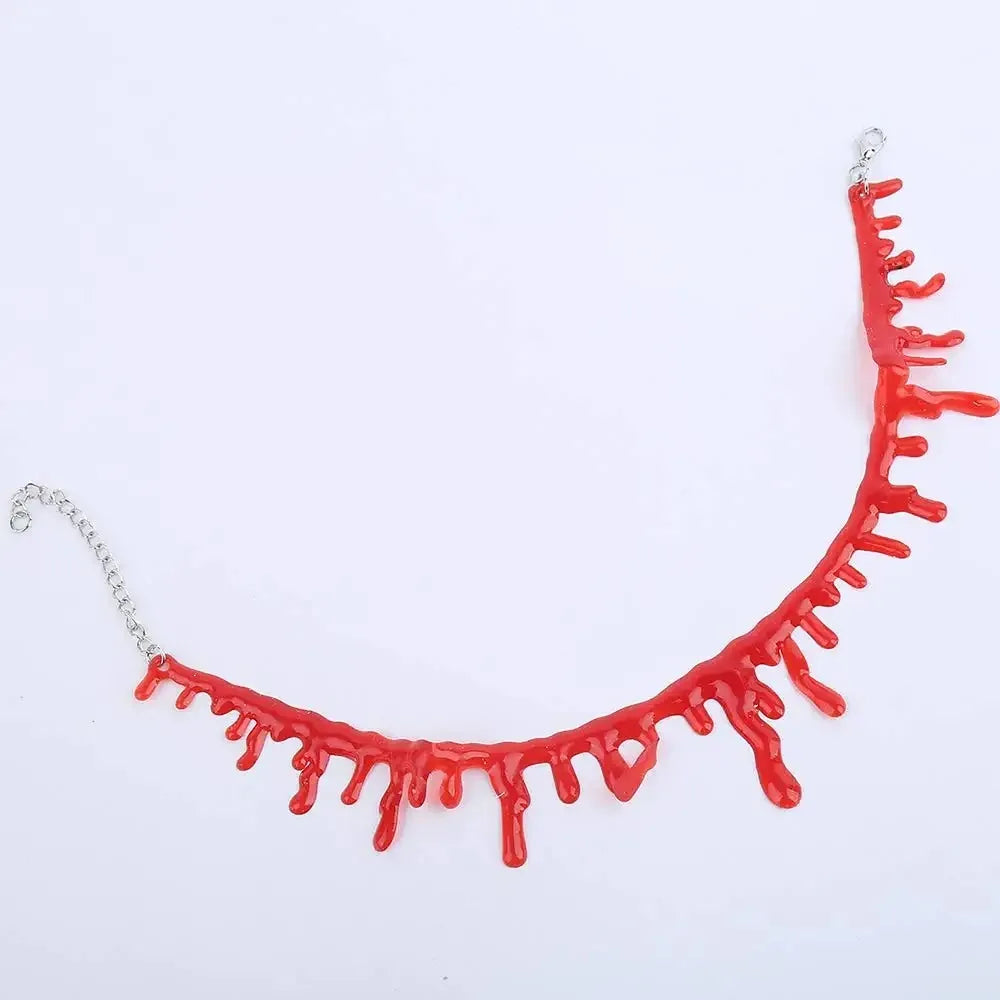 Halloween Dripping Blood Necklace Horror Vampire  Bloody Choker For Halloween Decoration Cosplay Costume Party Accessories