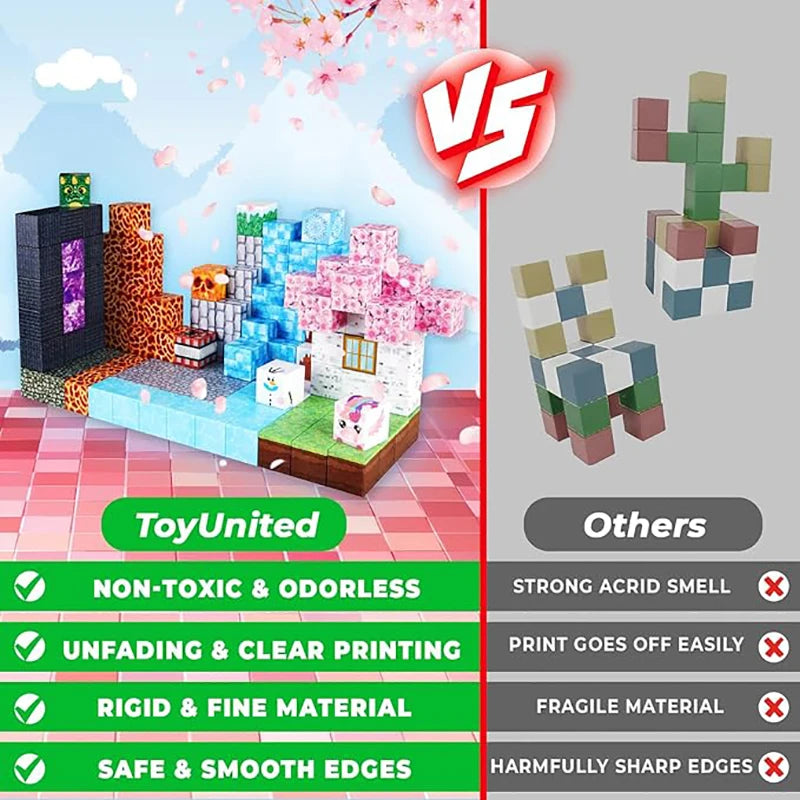 100-300pcs Magnetic Tiles Building Blocks Set,My World Figures Bricks, STEM Educational Toys for Kids Ages 3-10,Boys Girls Gifts