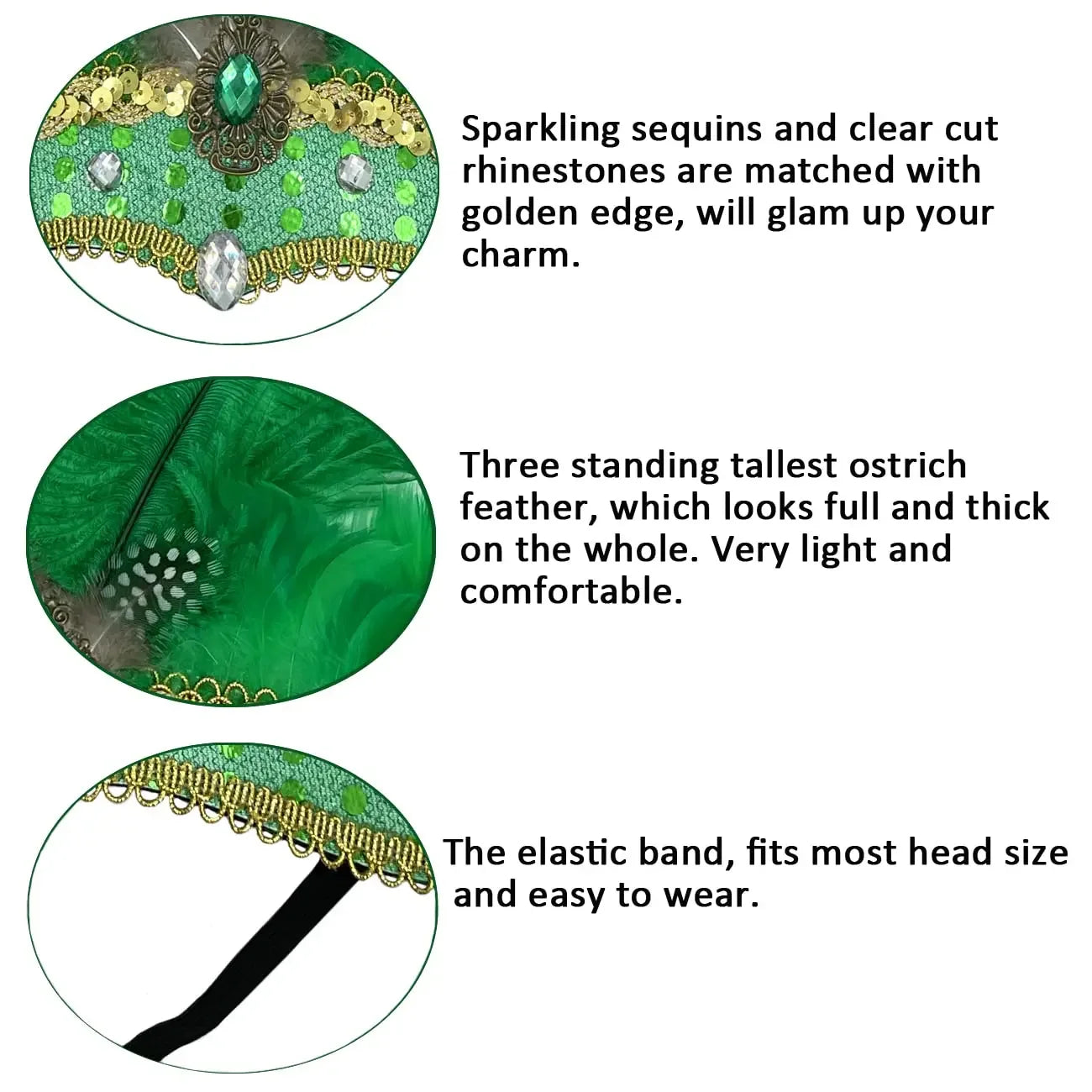 Women Carnival Crystal Crown Feather Headpieces 1920s Flapper Headband Show Girl Feather Headdress Mardi Gras Accessories